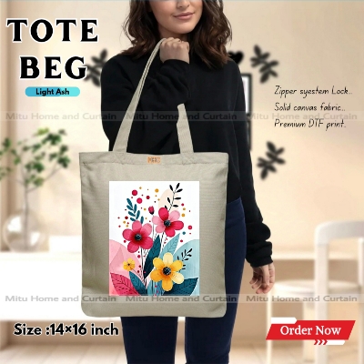 Buy Premium Tote Bag with Zipper Canvas Tote Bag for Women Trendy Shopping Bag / College Bag / University Bag Tote Bag, Canvas Bag with Zipper  at Best Price In Bangladesh