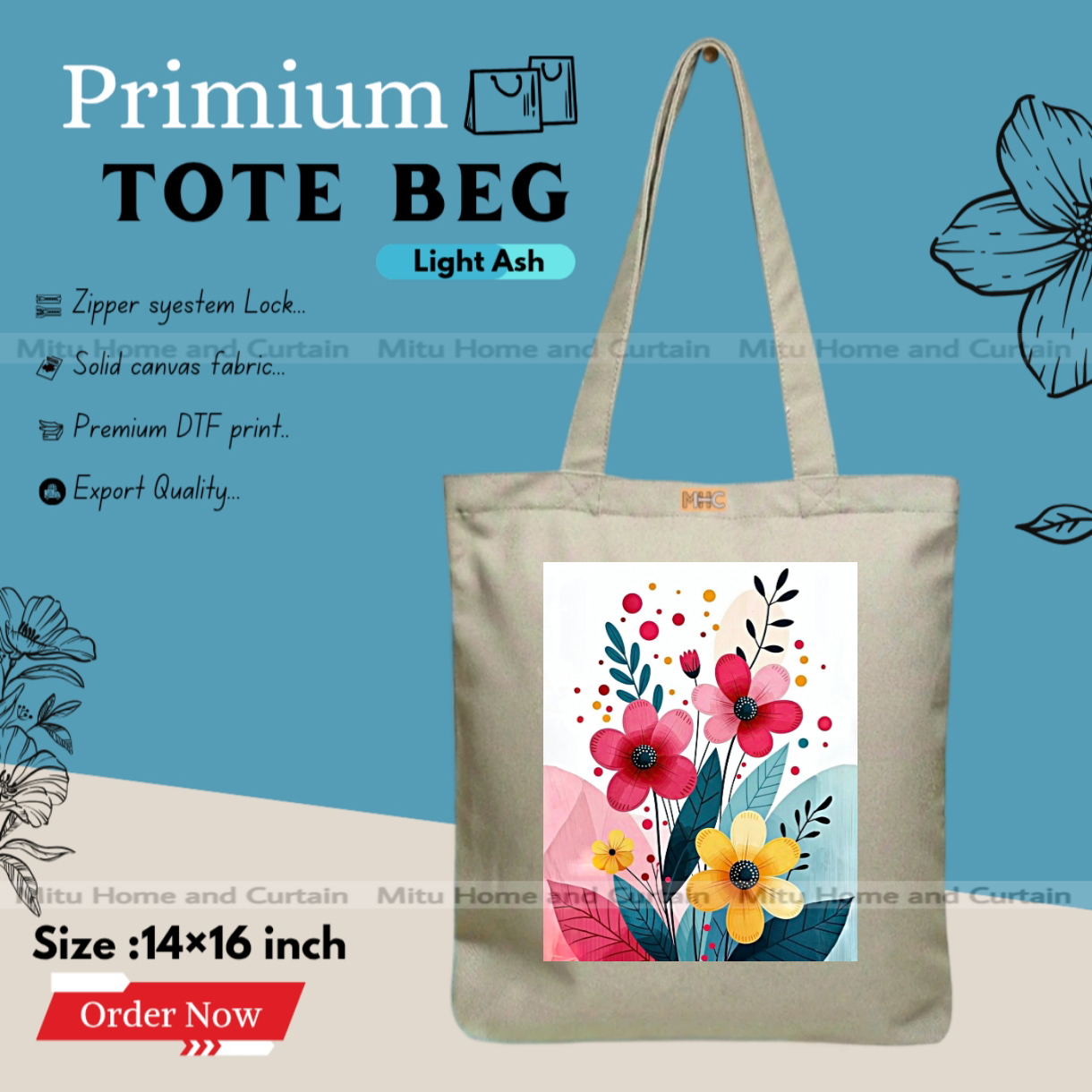 Buy Premium Tote Bag with Zipper Canvas Tote Bag for Women Trendy Shopping Bag / College Bag / University Bag Tote Bag, Canvas Bag with Zipper  at Best Price In Bangladesh
