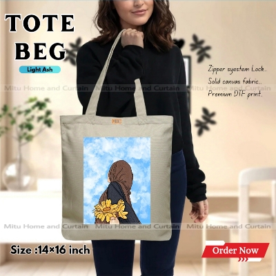 Buy Premium Tote Bag with Zipper Canvas Tote Bag for Women Trendy Shopping Bag / College Bag / University Bag Tote Bag, Canvas Bag with Zipper  at Best Price In Bangladesh
