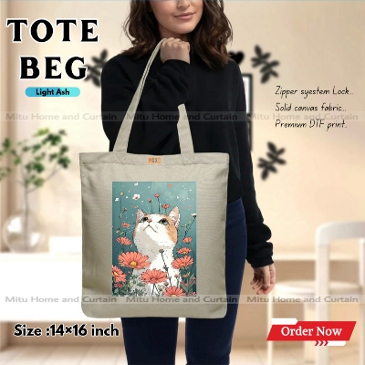 Buy Premium Tote Bag with Zipper Canvas Tote Bag for Women Trendy Shopping Bag / College Bag / University Bag Tote Bag, Canvas Bag with Zipper  at Best Price In Bangladesh