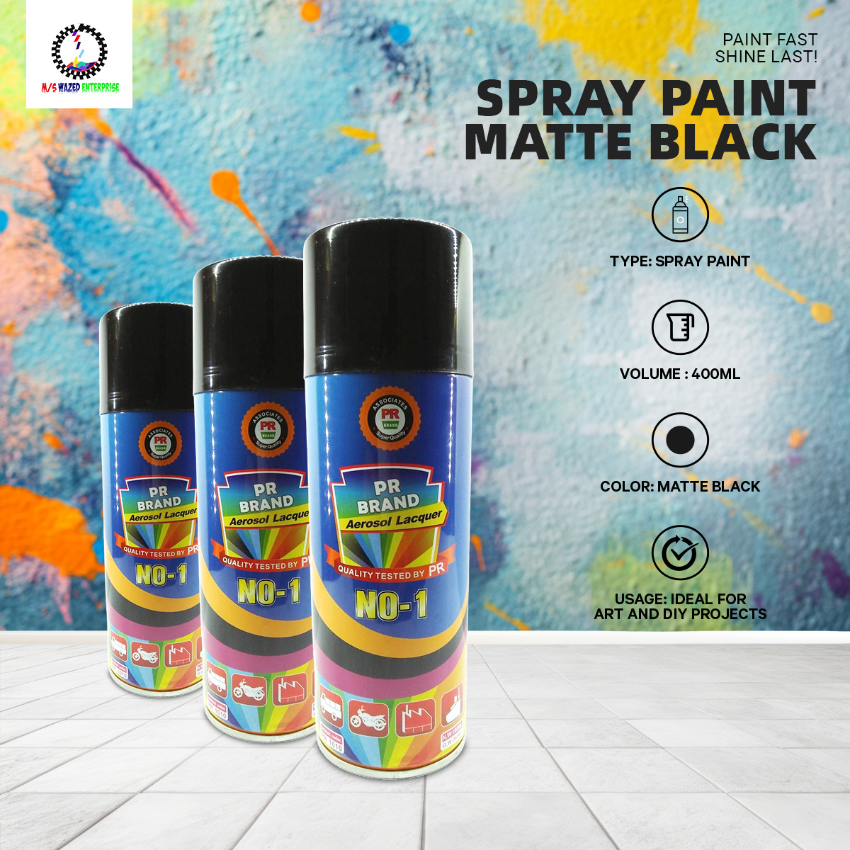 Picture of Spray Paint Mat Black - Achieve a Clean and Stylish Finish with This Easy - to-Use Mat  -  Ideal for Art and DIY Projects