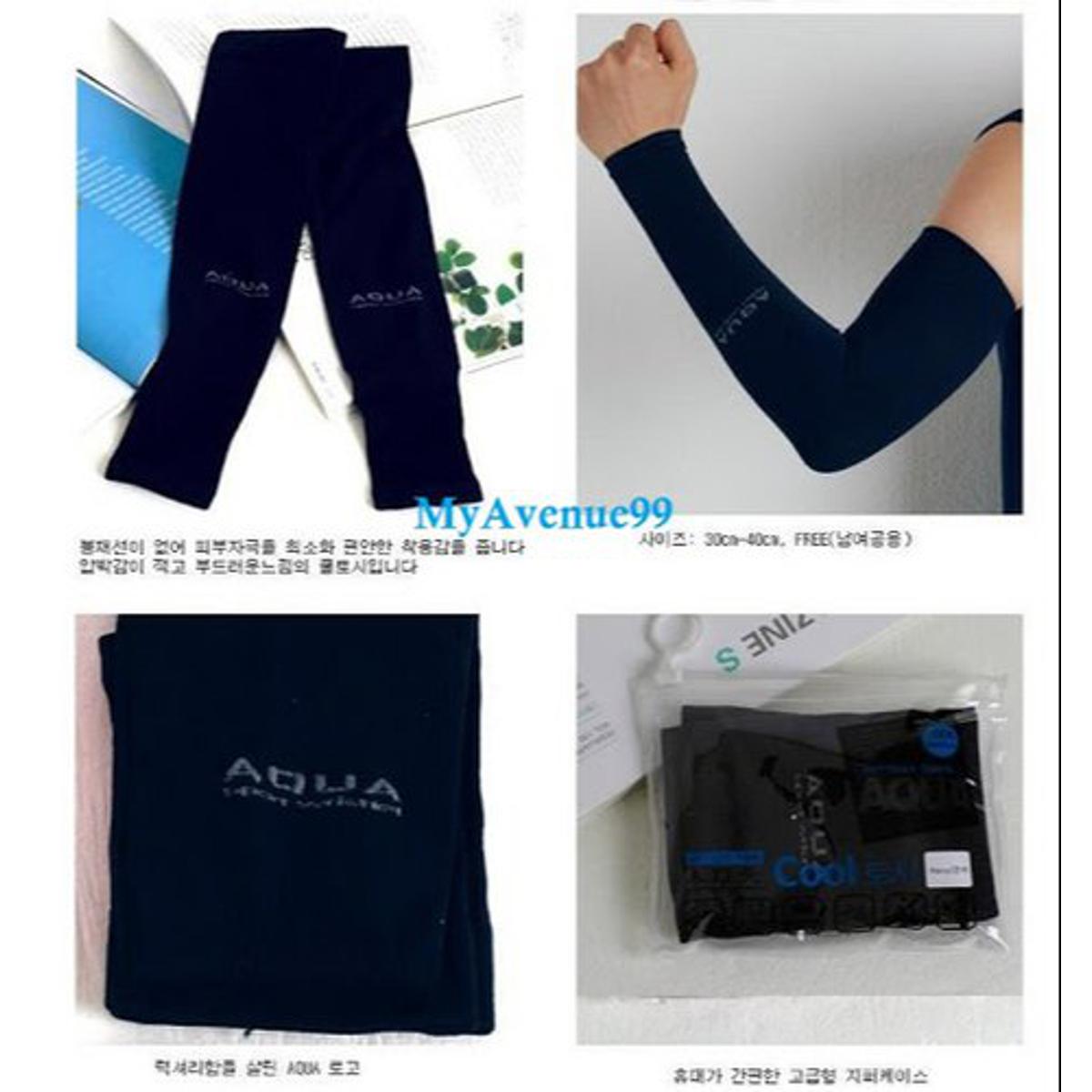 Picture of Black  AquaX Outdoor Arm Sleeve Sun Hand Protection Fingerless Gloves Section Drove UV Sunscreen Half Finger Long Gloves Cuff