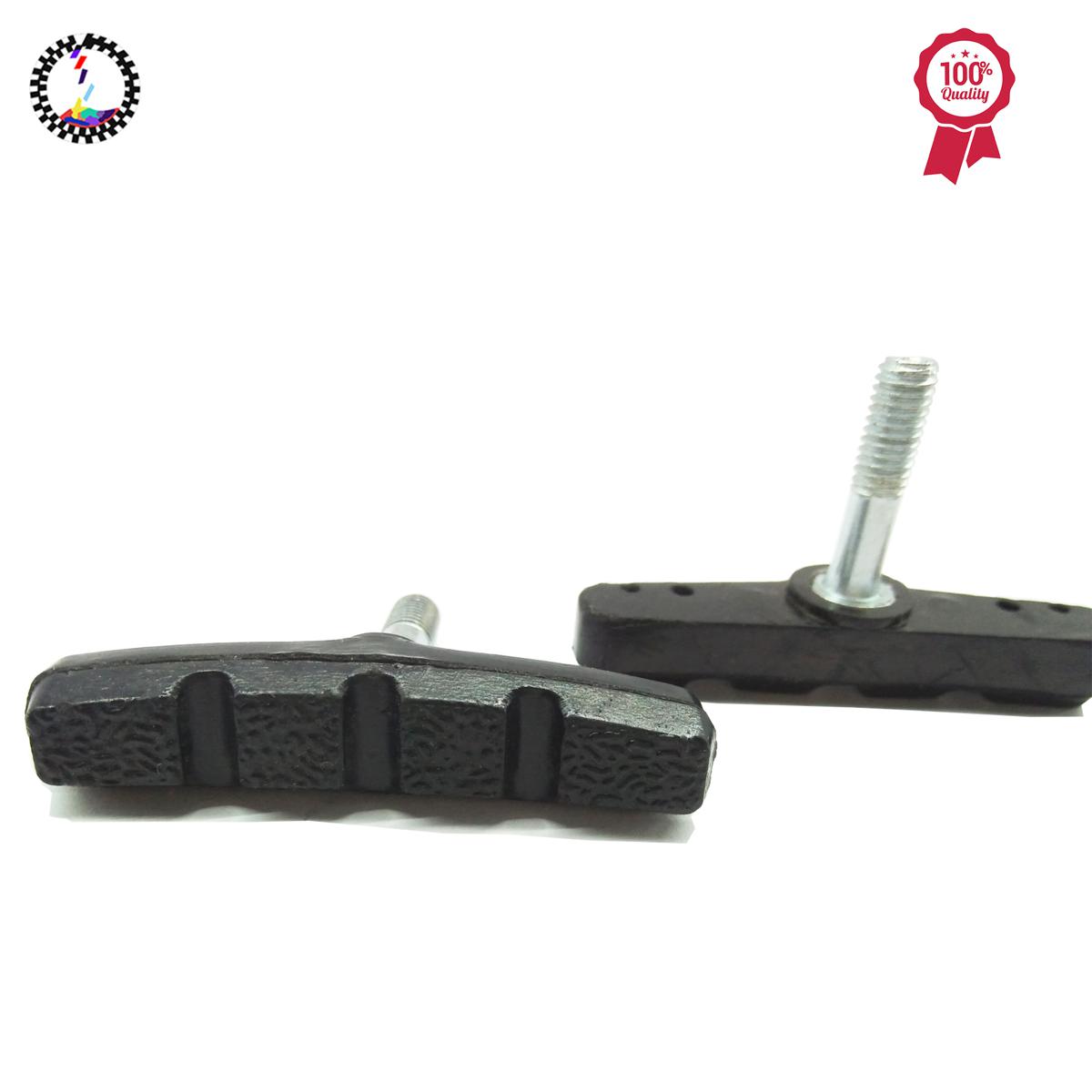 Picture of 1 Pair Bike Brakes Pads Set, 70mm for Cruiser MTB Mountain Bicycle Universal V-Brake Blocks with Hex Nut and Shims, No Noise No Skid