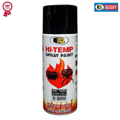 Picture of Add a Glossy Finish with Bosny Hi-Heat Resistant 1200°F Aerosol Spray Paint (400 ml, Gloss Black) - Easy To Clean, A Unique Choice For DIY Enthusiasts