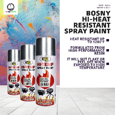 Picture of Bosny Hi-Heat Resistant 1200°F Aerosol Spray Paint (400 ml, Aluminium)