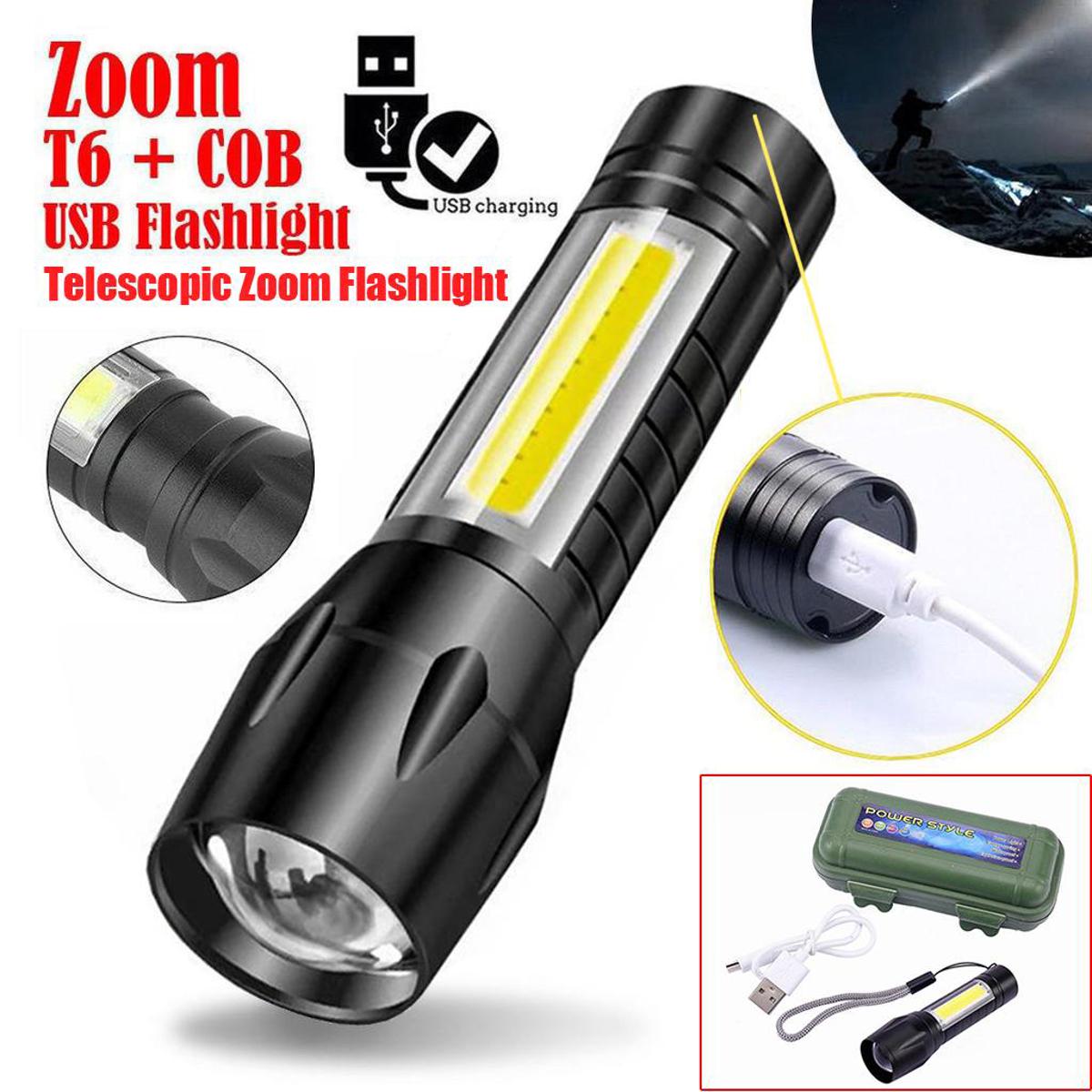 Picture of Rechargeable Flashlight Torch LED USB Portable Torches 4 Modes Mini Camping Lighting