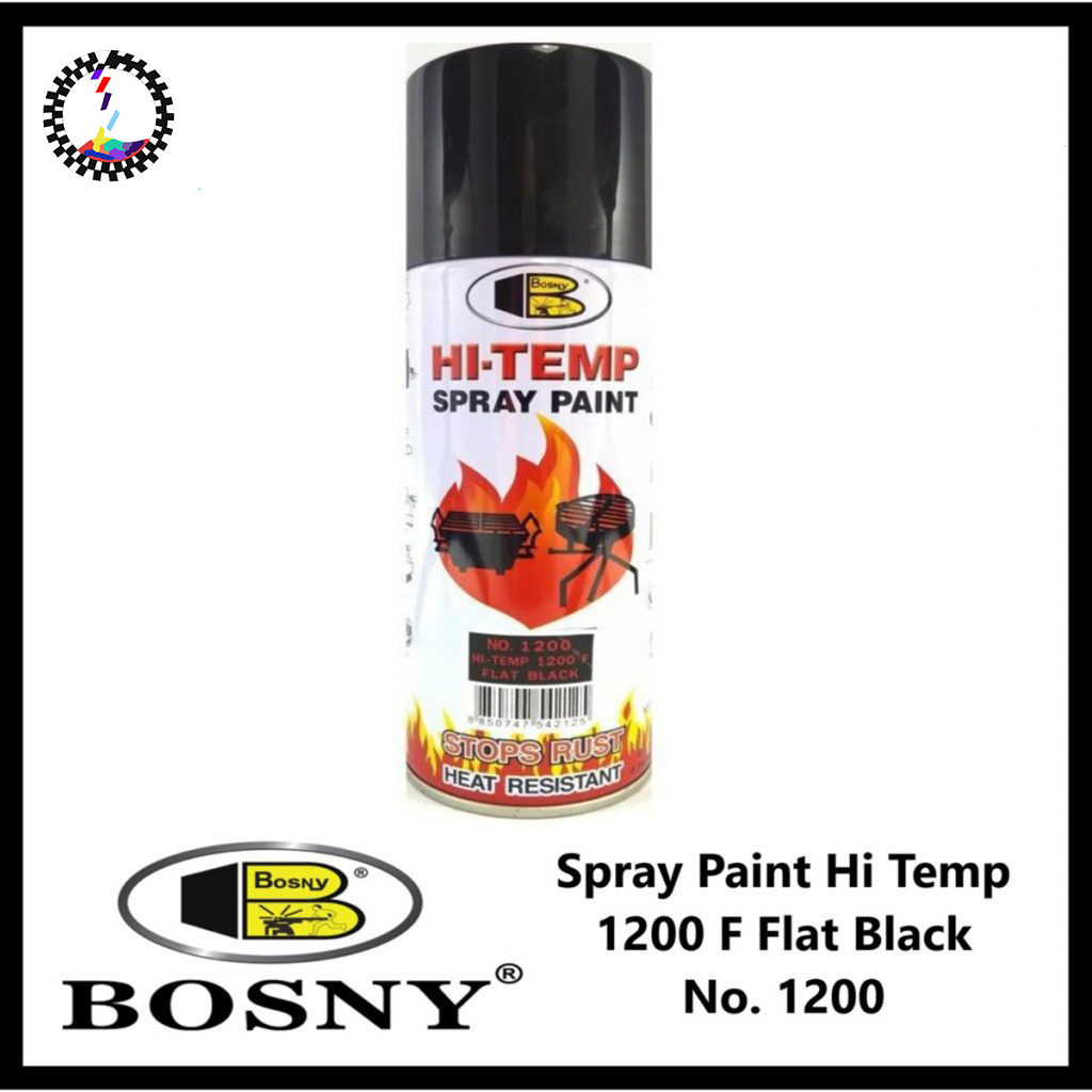Picture of Bosny Hi-Heat Resistant 1200°F Aerosol Spray Paint (400 ml, Flat Black) Matt Black