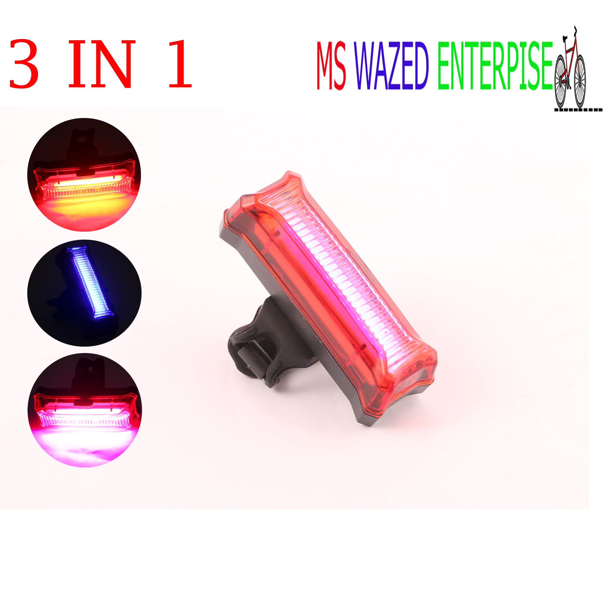 Picture of Cycle Multicolor LED Tail Light Rechargeable. Bicycle bike Back Tail Light (Multicolor) - cycle accessories