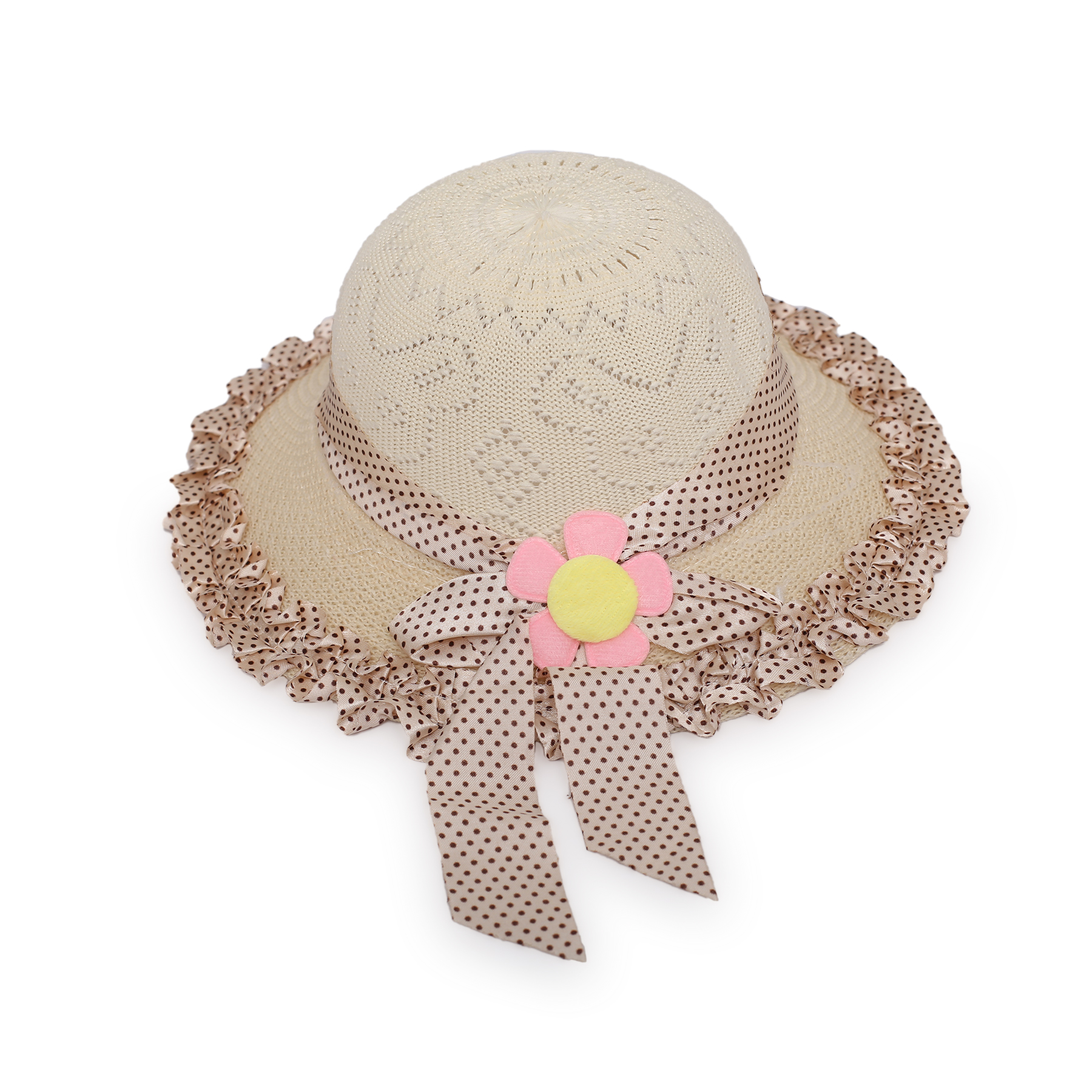 Picture of Girls Sun Cap Children Pearl Wave Straw Hat Kids Panama Beach Hat Summer Baby Hats Caps