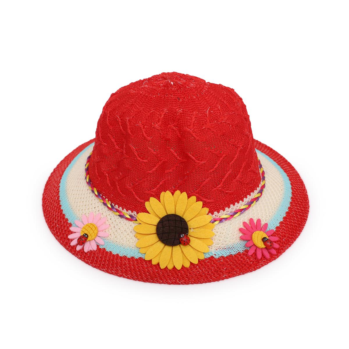 Picture of Girls Sun Cap Children Pearl Wave Straw Hat Kids Panama Beach Hat Summer Baby Hats Caps