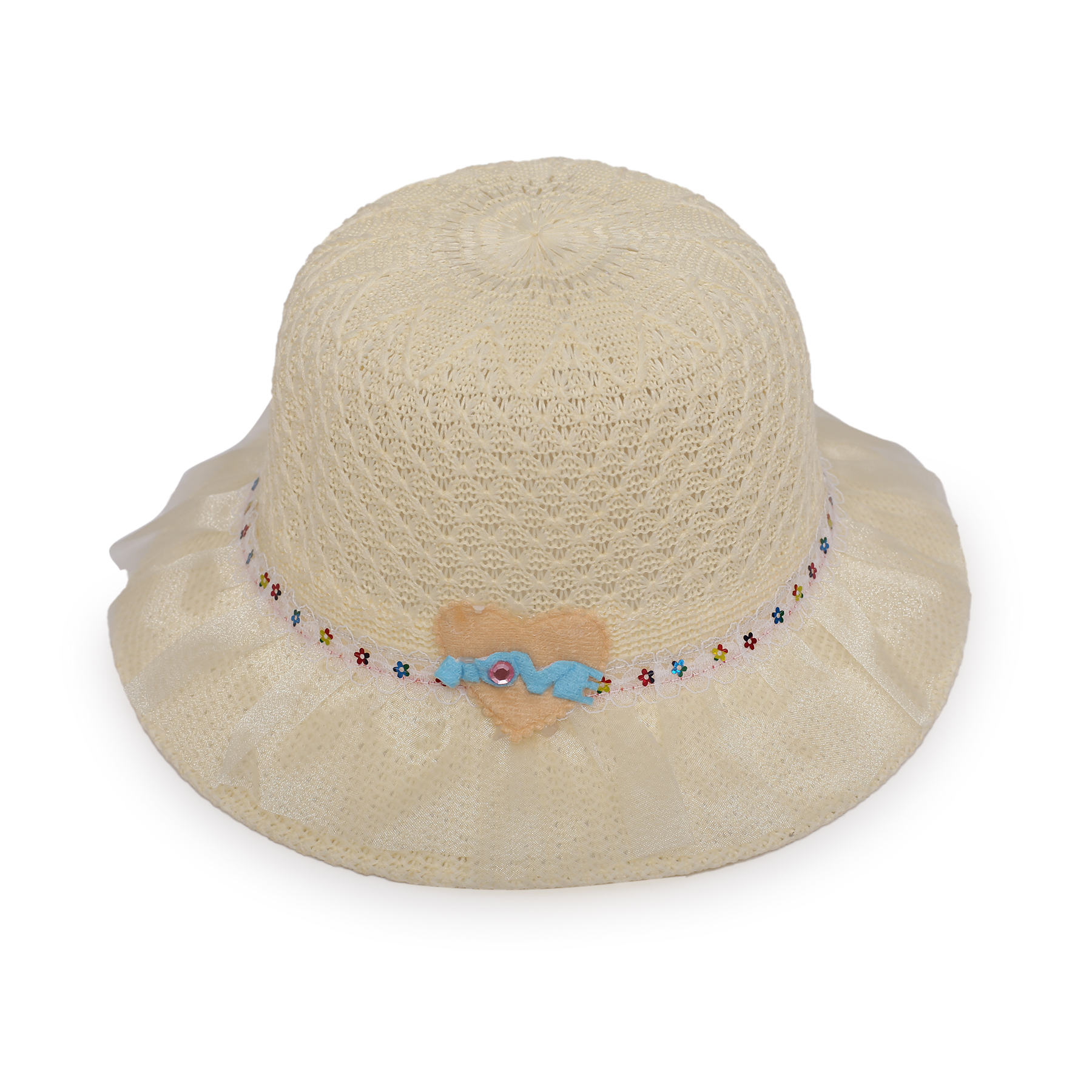 Picture of Girls Sun Cap Children Pearl Wave Straw Hat Kids Panama Beach Hat Summer Baby Hats Caps