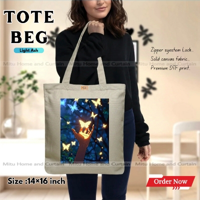 Buy Premium Tote Bag with Zipper Canvas Tote Bag for Women Trendy Shopping Bag / College Bag / University Bag Tote Bag, Canvas Bag with Zipper  at Best Price In Bangladesh