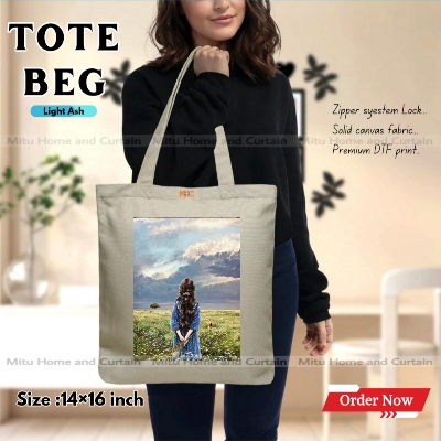 Buy Premium Tote Bag with Zipper Canvas Tote Bag for Women Trendy Shopping Bag / College Bag / University Bag Tote Bag, Canvas Bag with Zipper  at Best Price In Bangladesh