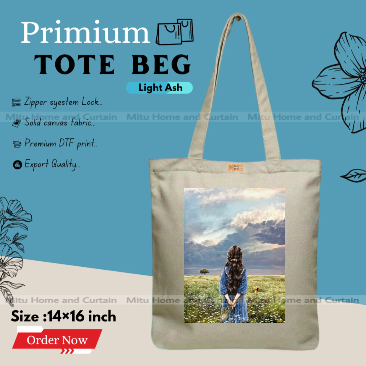 Buy Premium Tote Bag with Zipper Canvas Tote Bag for Women Trendy Shopping Bag / College Bag / University Bag Tote Bag, Canvas Bag with Zipper  at Best Price In Bangladesh