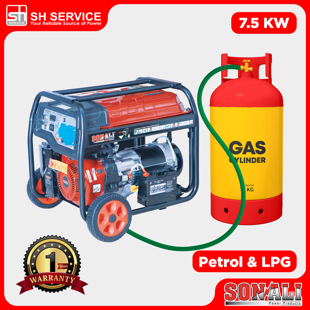 SONALI 7.5KW Dual Fuel (Petrol/LPG) Generator SPL8600E-DF