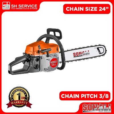 Picture of SONALI 2-Strokes Single Cylinder Petrol Chainsaw SPL CS5800, 24″ & 3/8