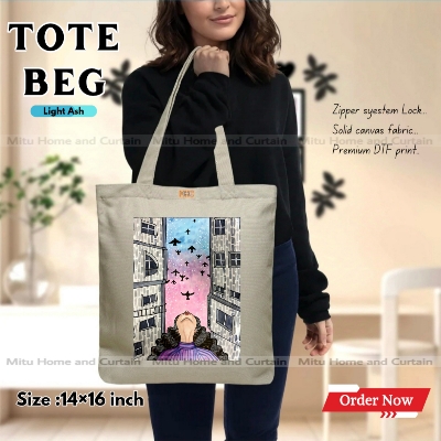 Buy Premium Tote Bag with Zipper Canvas Tote Bag for Women Trendy Shopping Bag / College Bag / University Bag Tote Bag, Canvas Bag with Zipper  at Best Price In Bangladesh