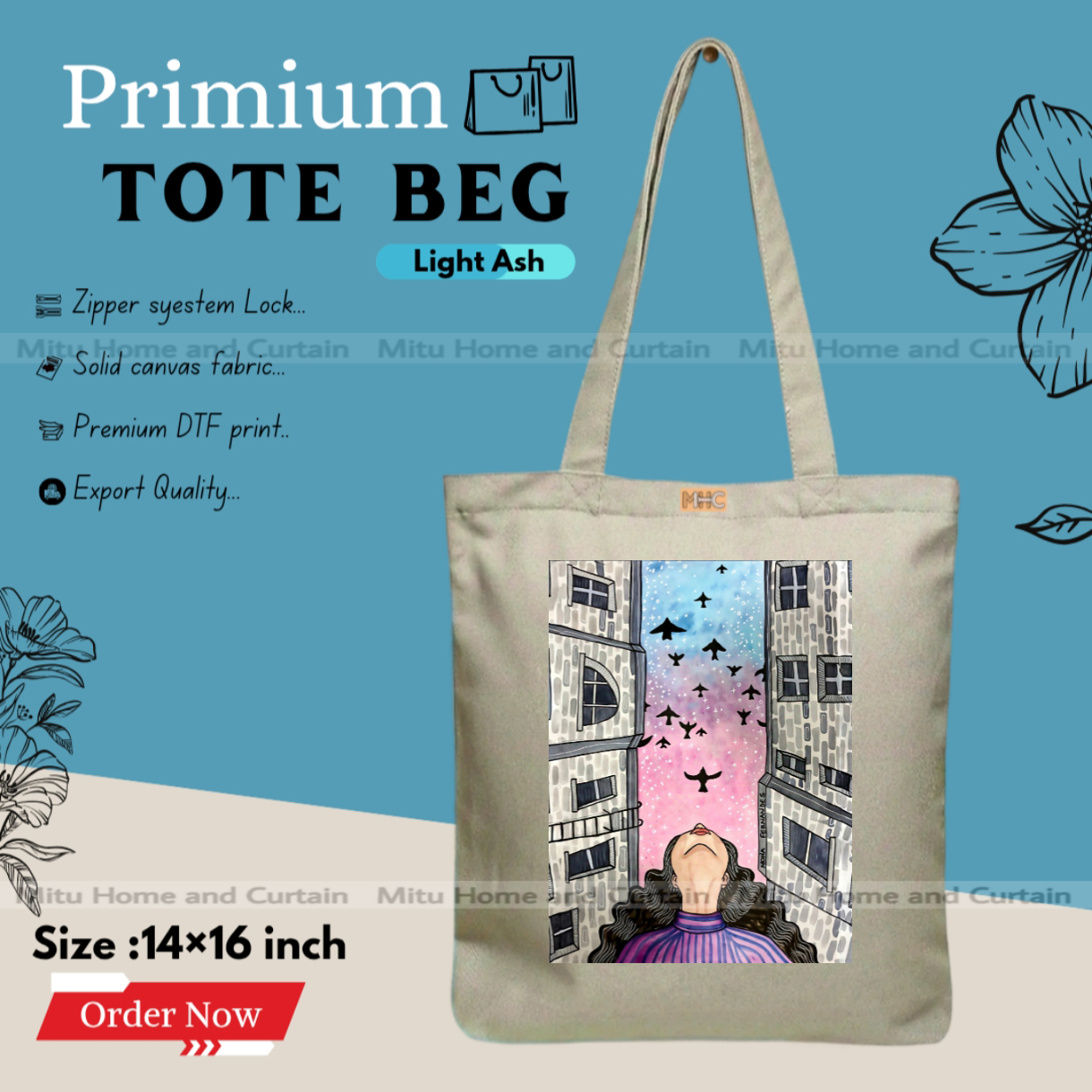 Buy Premium Tote Bag with Zipper Canvas Tote Bag for Women Trendy Shopping Bag / College Bag / University Bag Tote Bag, Canvas Bag with Zipper  at Best Price In Bangladesh
