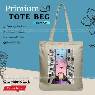 Buy Premium Tote Bag with Zipper Canvas Tote Bag for Women Trendy Shopping Bag / College Bag / University Bag Tote Bag, Canvas Bag with Zipper  at Best Price In Bangladesh