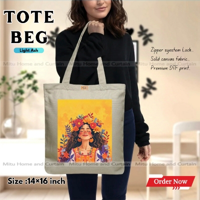 Buy Premium Tote Bag with Zipper Canvas Tote Bag for Women Trendy Shopping Bag / College Bag / University Bag Tote Bag, Canvas Bag with Zipper  at Best Price In Bangladesh