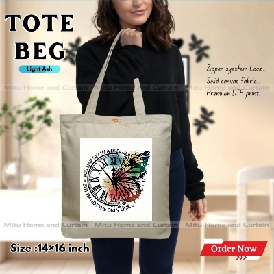 Buy Premium Tote Bag with Zipper Canvas Tote Bag for Women Trendy Shopping Bag / College Bag / University Bag Tote Bag, Canvas Bag with Zipper  at Best Price In Bangladesh