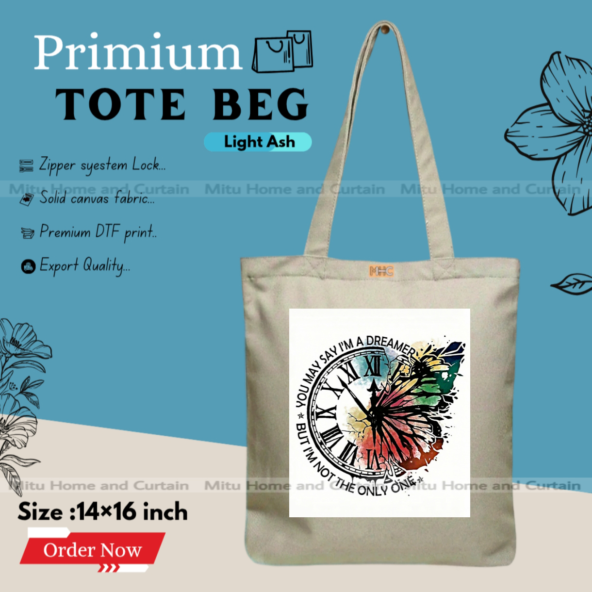 Buy Premium Tote Bag with Zipper Canvas Tote Bag for Women Trendy Shopping Bag / College Bag / University Bag Tote Bag, Canvas Bag with Zipper  at Best Price In Bangladesh