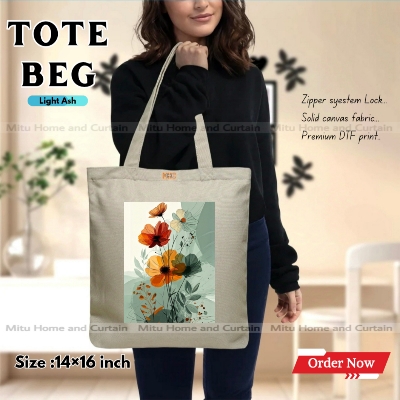 Buy Premium Tote Bag with Zipper Canvas Tote Bag for Women Trendy Shopping Bag / College Bag / University Bag Tote Bag, Canvas Bag with Zipper  at Best Price In Bangladesh