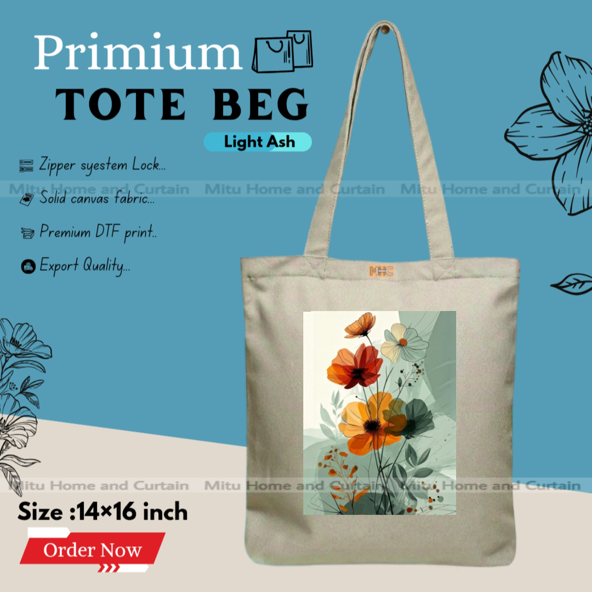 Buy Premium Tote Bag with Zipper Canvas Tote Bag for Women Trendy Shopping Bag / College Bag / University Bag Tote Bag, Canvas Bag with Zipper  at Best Price In Bangladesh