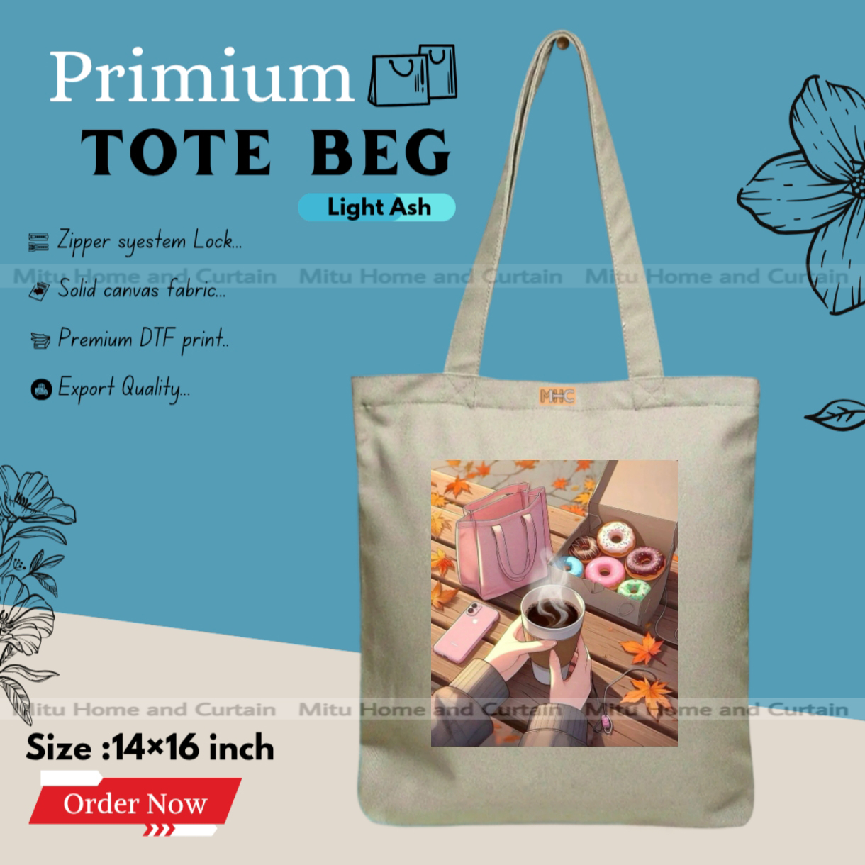 Buy Premium Tote Bag with Zipper Canvas Tote Bag for Women Trendy Shopping Bag / College Bag / University Bag Tote Bag, Canvas Bag with Zipper  at Best Price In Bangladesh