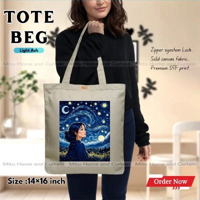 Buy Premium Tote Bag with Zipper Canvas Tote Bag for Women Trendy Shopping Bag / College Bag / University Bag Tote Bag, Canvas Bag with Zipper  at Best Price In Bangladesh