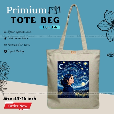 Buy Premium Tote Bag with Zipper Canvas Tote Bag for Women Trendy Shopping Bag / College Bag / University Bag Tote Bag, Canvas Bag with Zipper  at Best Price In Bangladesh