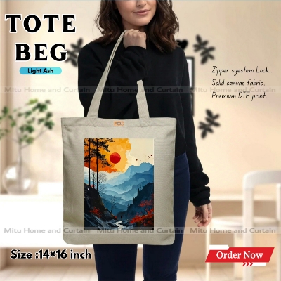 Buy Premium Tote Bag with Zipper Canvas Tote Bag for Women Trendy Shopping Bag / College Bag / University Bag Tote Bag, Canvas Bag with Zipper  at Best Price In Bangladesh