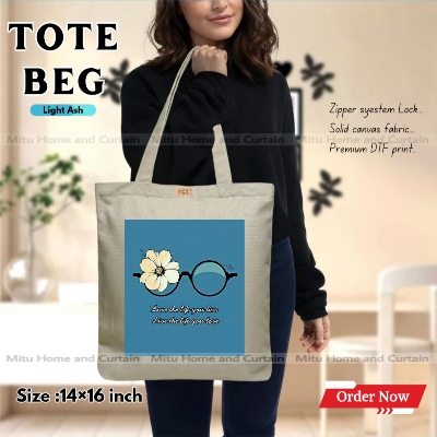 Buy Premium Tote Bag with Zipper Canvas Tote Bag for Women Trendy Shopping Bag / College Bag / University Bag Tote Bag, Canvas Bag with Zipper  at Best Price In Bangladesh