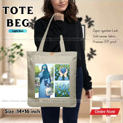 Buy Premium Tote Bag with Zipper Canvas Tote Bag for Women Trendy Shopping Bag / College Bag / University Bag Tote Bag, Canvas Bag with Zipper  at Best Price In Bangladesh