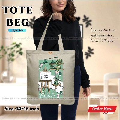 Buy Premium Tote Bag with Zipper Canvas Tote Bag for Women Trendy Shopping Bag / College Bag / University Bag Tote Bag, Canvas Bag with Zipper  at Best Price In Bangladesh