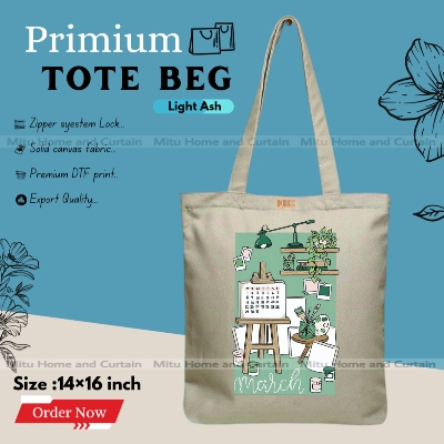 Buy Premium Tote Bag with Zipper Canvas Tote Bag for Women Trendy Shopping Bag / College Bag / University Bag Tote Bag, Canvas Bag with Zipper  at Best Price In Bangladesh