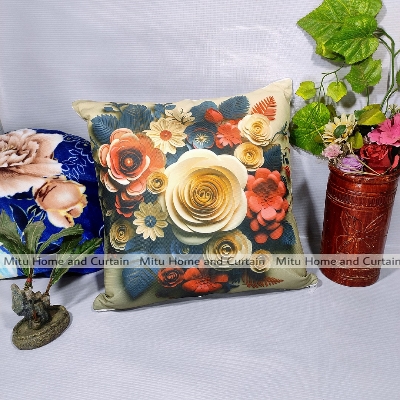 Edit product details - 3D Cushion Cover Cushion covers Cushion protector degital printe Standard size 16" X 16" size 1pcs Blue, Cream, White, Red, Brown