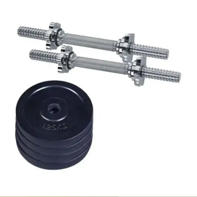 Buy  Combo Pack of Four Pieces Dumbbell Set(1.25*4)-5kg With 10'' Stick-2pcs Black & Silver  At Best Price in Bangladesh