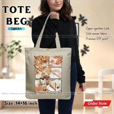 Buy Premium Tote Bag with Zipper Canvas Tote Bag for Women Trendy Shopping Bag / College Bag / University Bag Tote Bag, Canvas Bag with Zipper  at Best Price In Bangladesh
