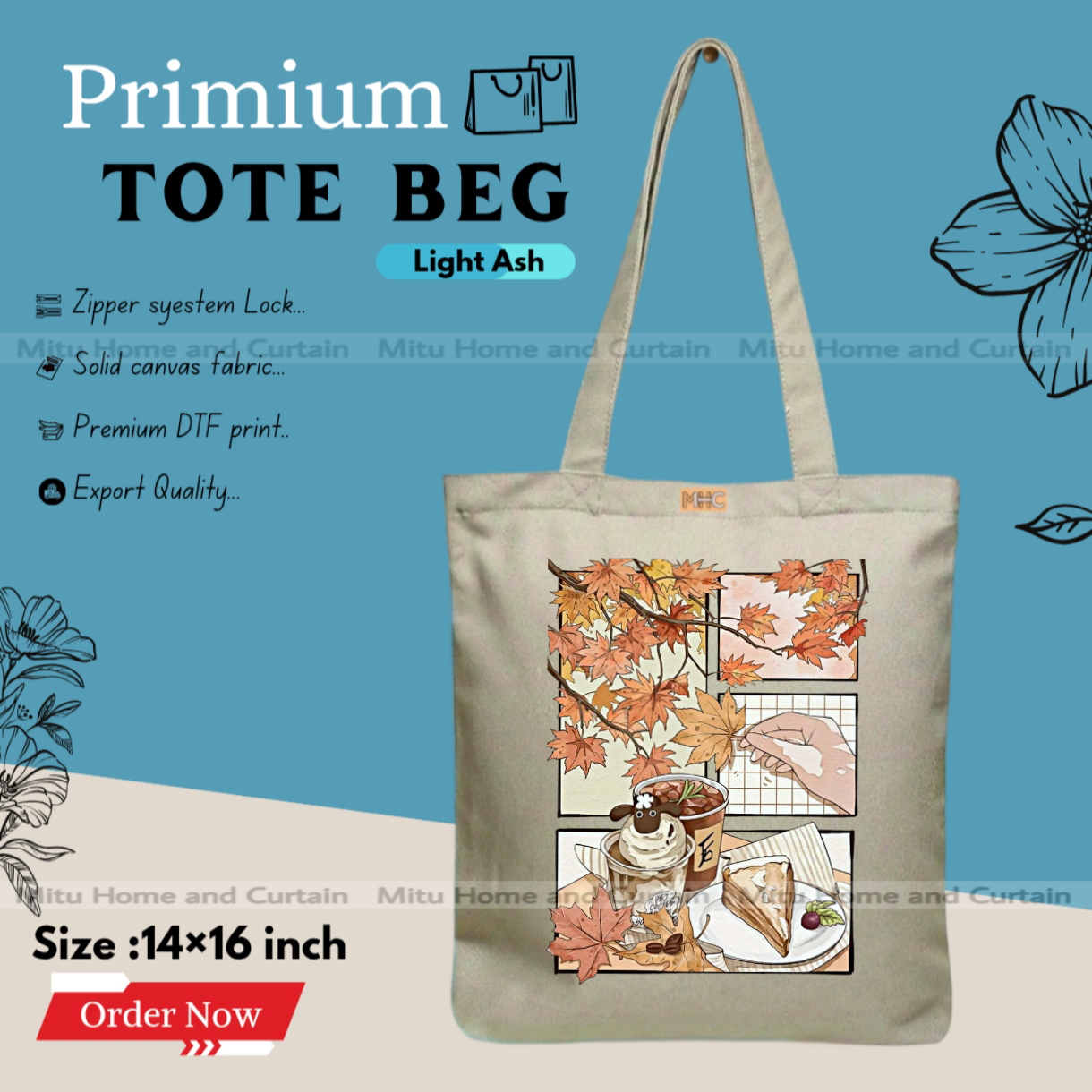Buy Premium Tote Bag with Zipper Canvas Tote Bag for Women Trendy Shopping Bag / College Bag / University Bag Tote Bag, Canvas Bag with Zipper  at Best Price In Bangladesh