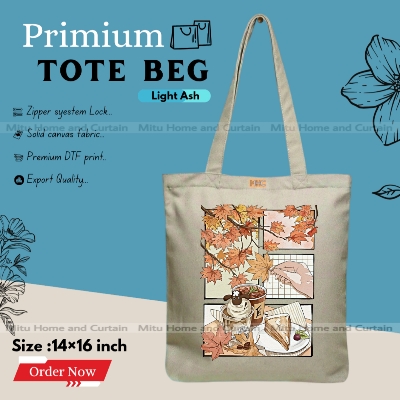 Buy Premium Tote Bag with Zipper Canvas Tote Bag for Women Trendy Shopping Bag / College Bag / University Bag Tote Bag, Canvas Bag with Zipper  at Best Price In Bangladesh
