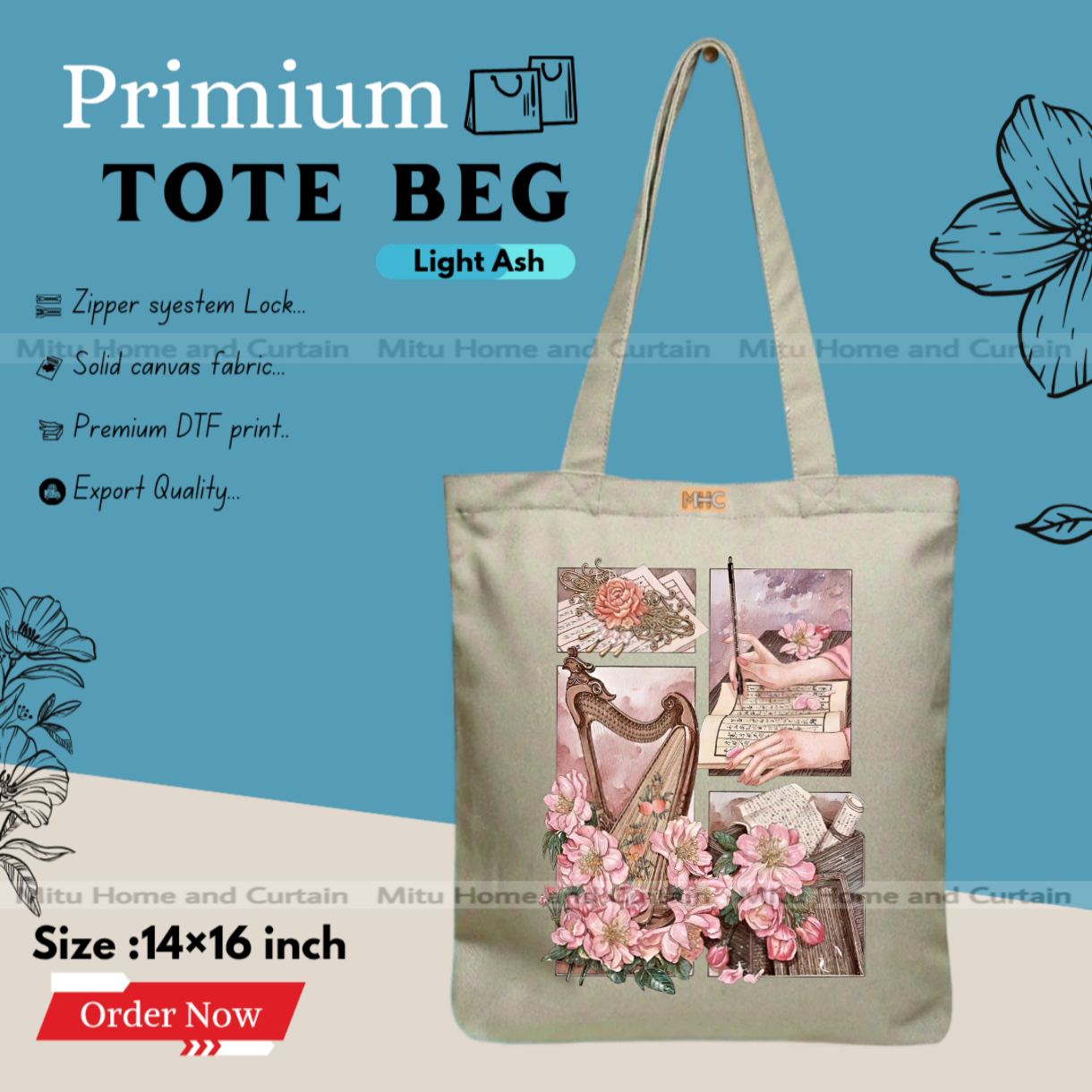 Buy Premium Tote Bag with Zipper Canvas Tote Bag for Women Trendy Shopping Bag / College Bag / University Bag Tote Bag, Canvas Bag with Zipper  at Best Price In Bangladesh