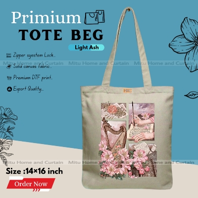 Buy Premium Tote Bag with Zipper Canvas Tote Bag for Women Trendy Shopping Bag / College Bag / University Bag Tote Bag, Canvas Bag with Zipper  at Best Price In Bangladesh