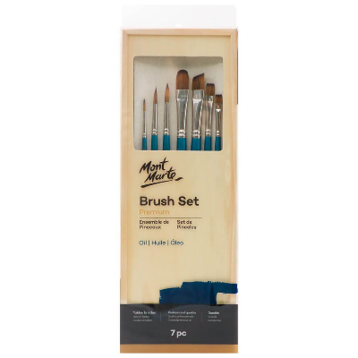 Buy mont-marte-oil-brush-set-in-wood-brush-box-7pcat Best Prices in Bangladesh