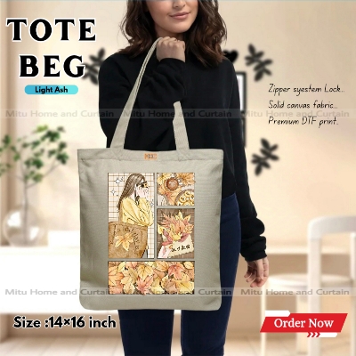 Buy Premium Tote Bag with Zipper Canvas Tote Bag for Women Trendy Shopping Bag / College Bag / University Bag Tote Bag, Canvas Bag with Zipper  at Best Price In Bangladesh