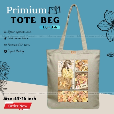 Buy Premium Tote Bag with Zipper Canvas Tote Bag for Women Trendy Shopping Bag / College Bag / University Bag Tote Bag, Canvas Bag with Zipper  at Best Price In Bangladesh