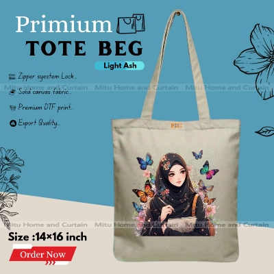 Buy Premium Tote Bag with Zipper Canvas Tote Bag for Women Trendy Shopping Bag / College Bag / University Bag Tote Bag, Canvas Bag with Zipper  at Best Price In Bangladesh