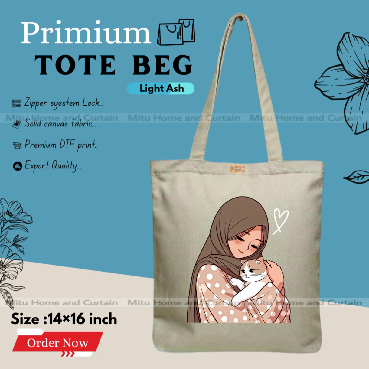 Buy Premium Tote Bag with Zipper Canvas Tote Bag for Women Trendy Shopping Bag / College Bag / University Bag Tote Bag, Canvas Bag with Zipper  at Best Price In Bangladesh