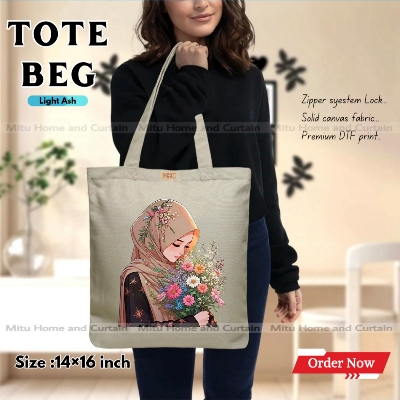 Buy Premium Tote Bag with Zipper Canvas Tote Bag for Women Trendy Shopping Bag / College Bag / University Bag Tote Bag, Canvas Bag with Zipper  at Best Price In Bangladesh
