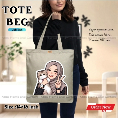 Buy Premium Tote Bag with Zipper Canvas Tote Bag for Women Trendy Shopping Bag / College Bag / University Bag Tote Bag, Canvas Bag with Zipper  at Best Price In Bangladesh